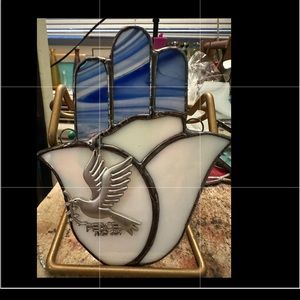 One of a kind hand crafted stained glass Hamsa.